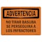 Signmission OSHA Warning Sign, 7" Height, Rigid Plastic, No Dumping Violators Prosecuted Spanish, Landscape OS-WS-P-710-L-12703 - alternate 1